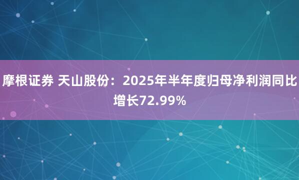 摩根证券 天山股份：2025年半年度归母净利润同比增长72.99%